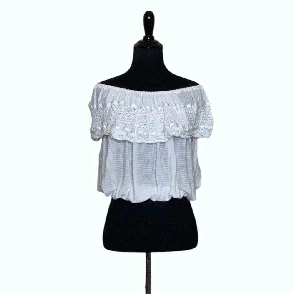 Free People White Bohemian off the shoulder top XS